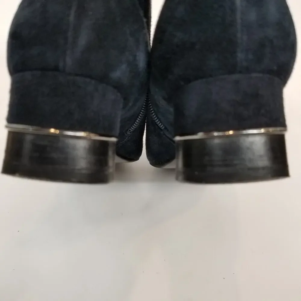Maud Frizon Women's Navy Blue Velvet Low Block Heel Ankle Boots Size 40